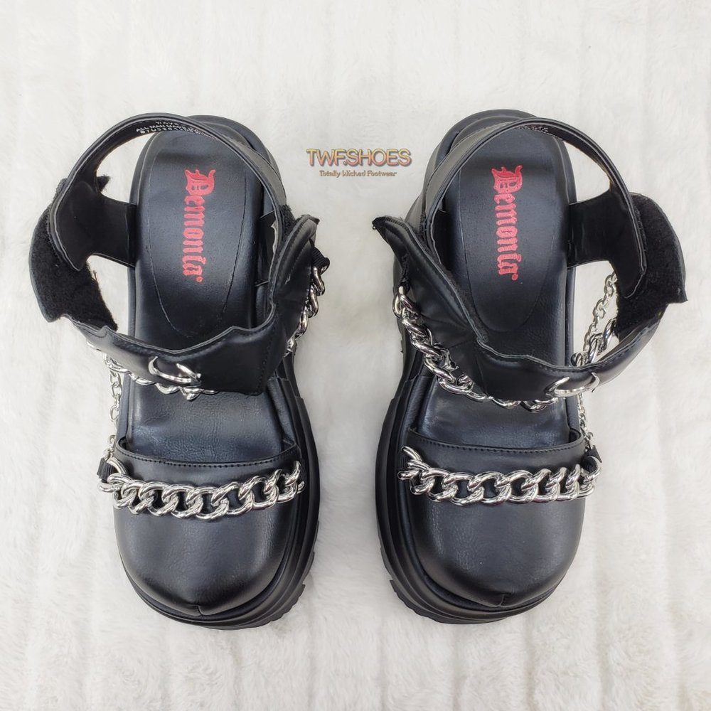Wave 20 Platform Goth Punk Sandals Bat Closure - Picture 9 of 15